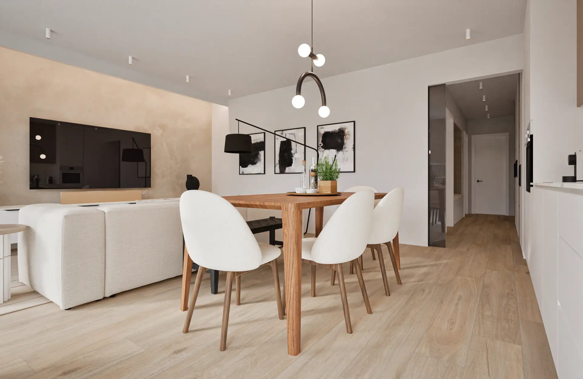 Dining nook with a timber table