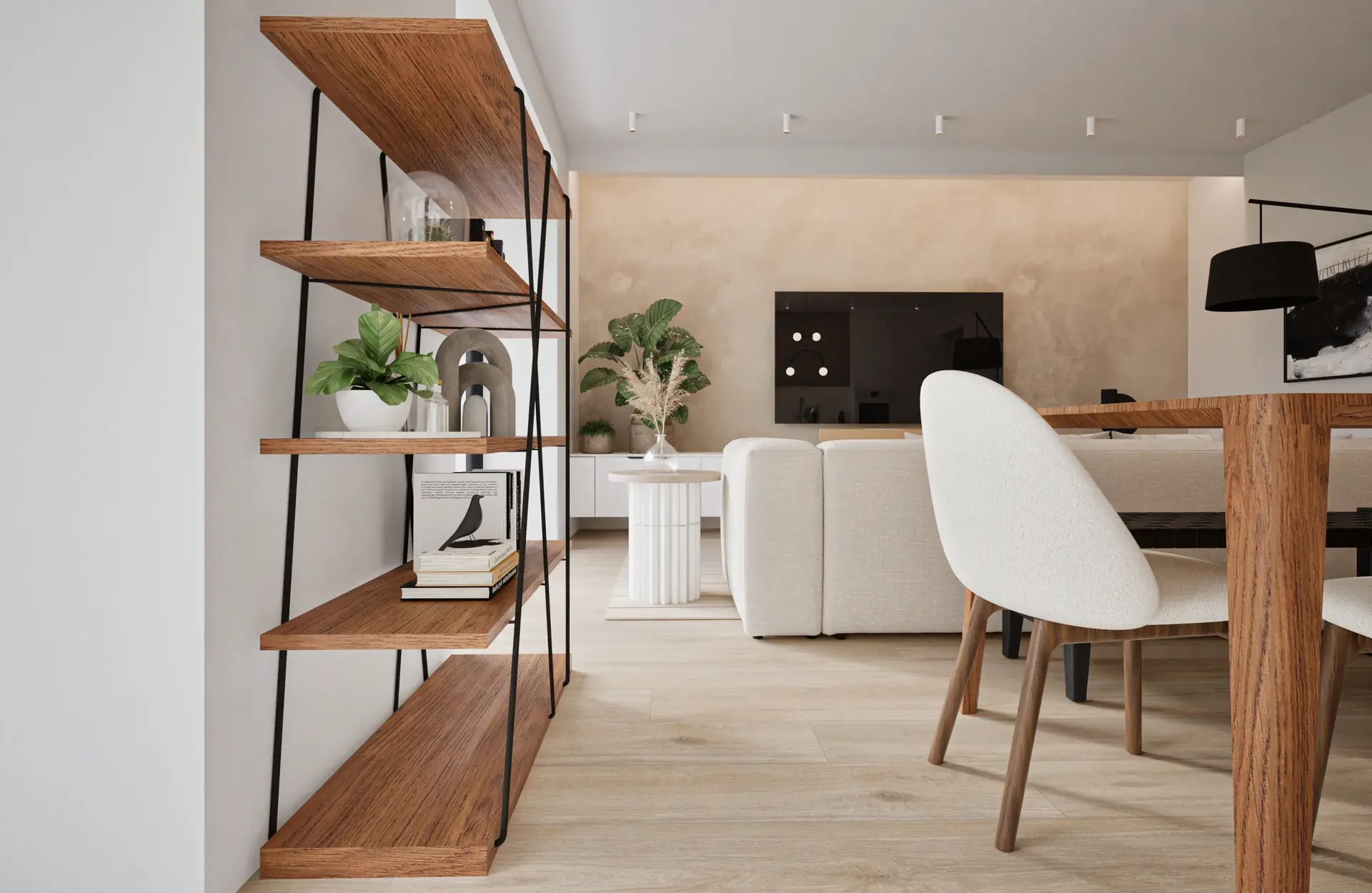 Detail of the storage and shelving