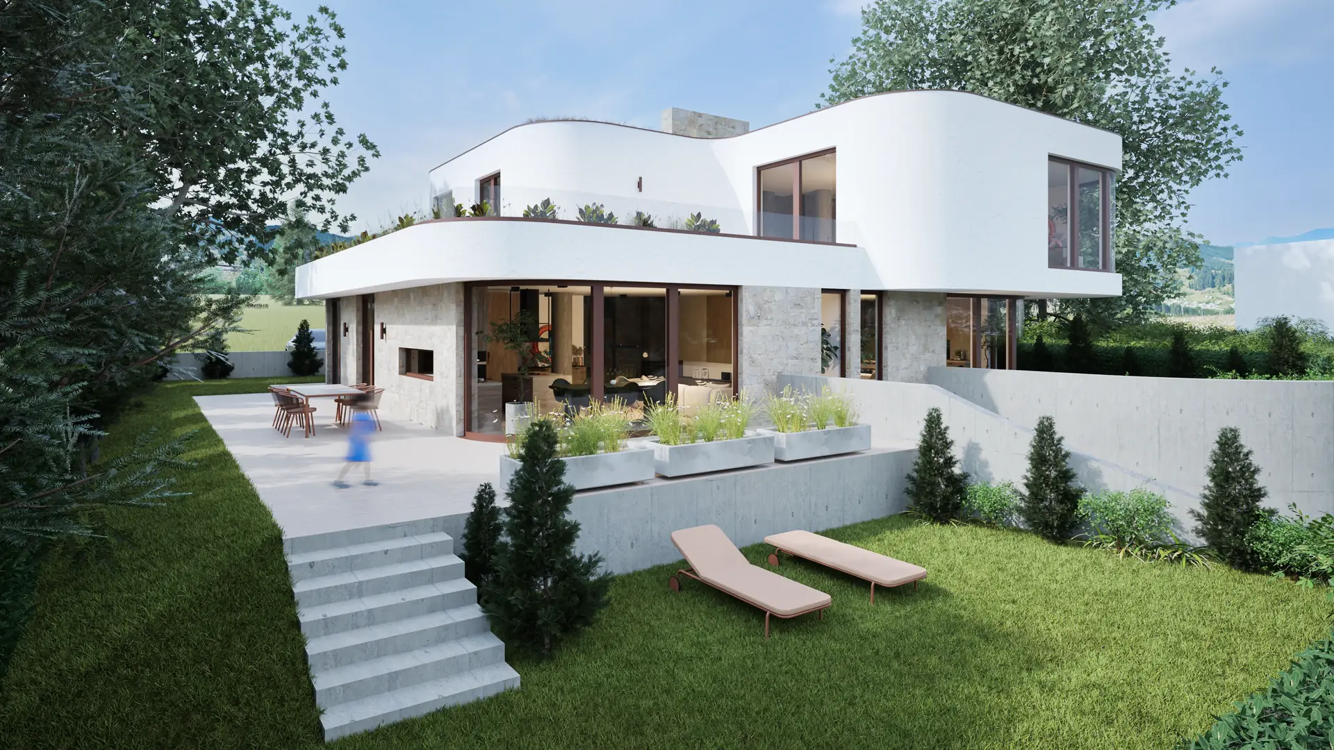 Concrete base and the garage entrance