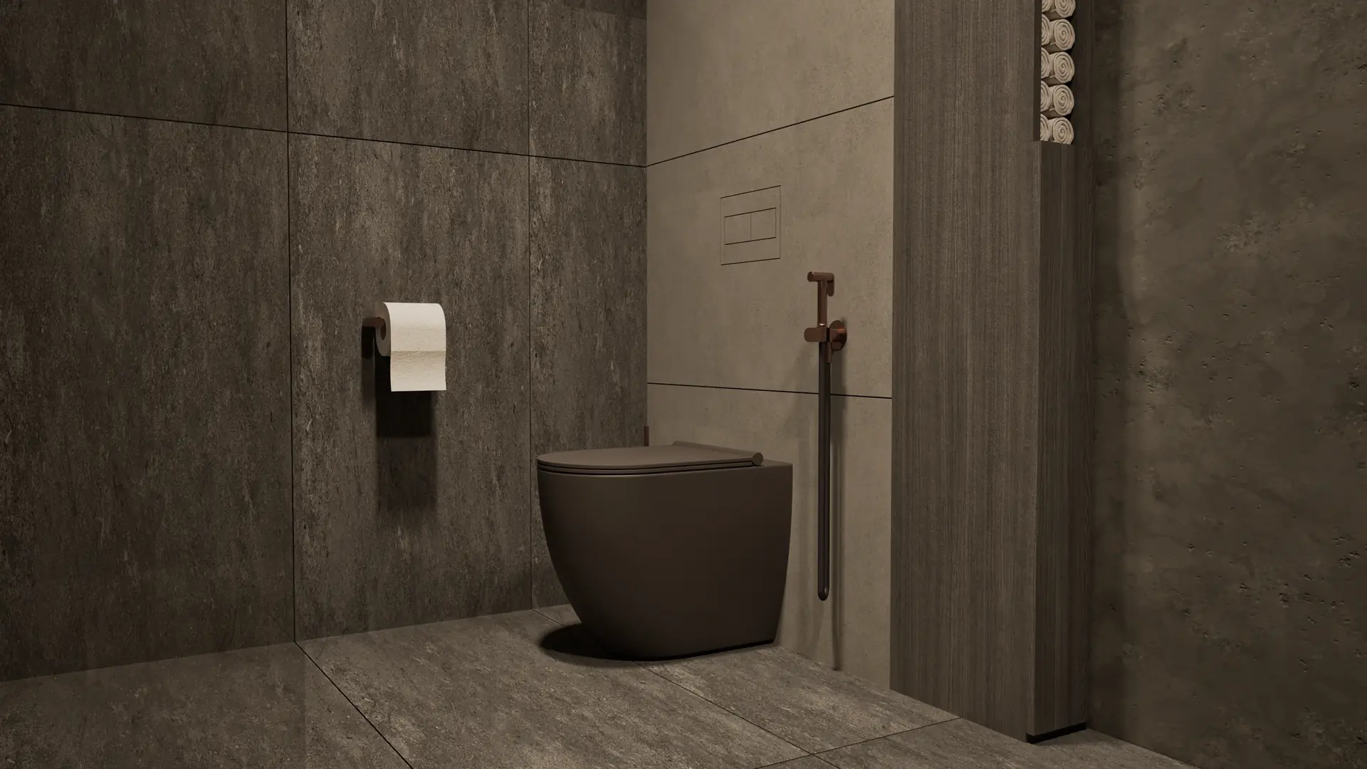 Detail of the bathroom tiling and lighting