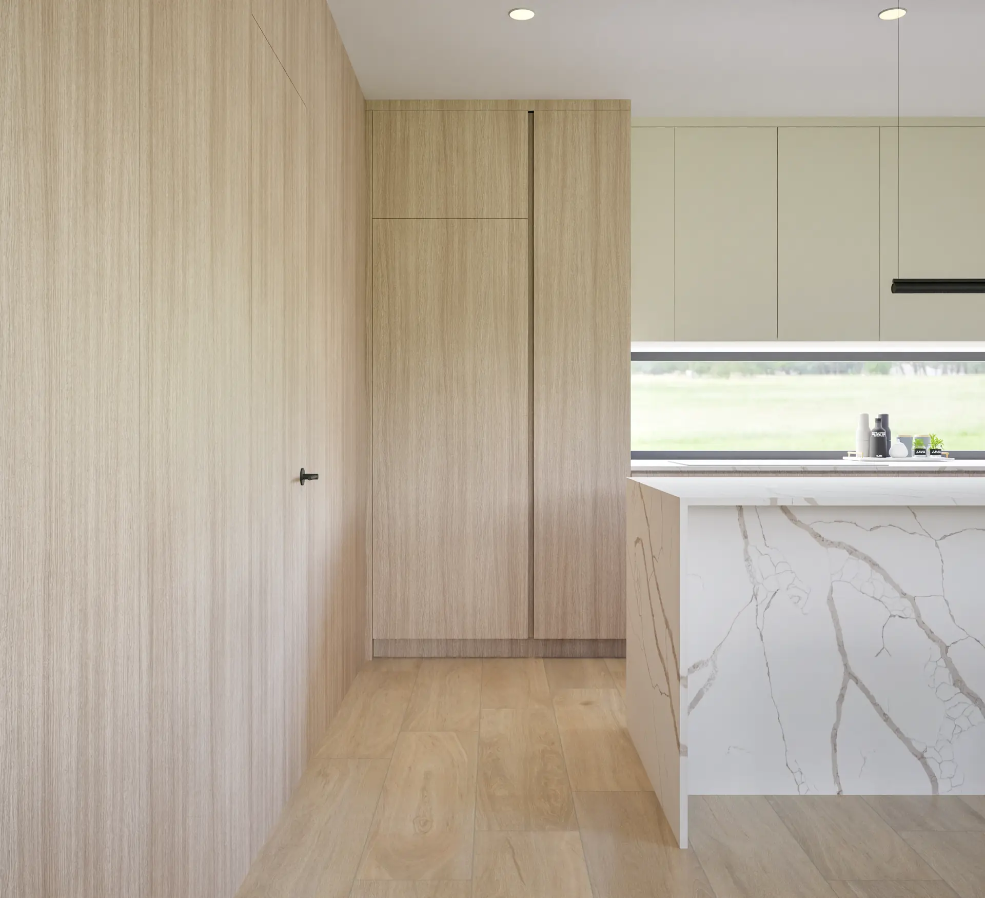 Kitchen connected to the living space