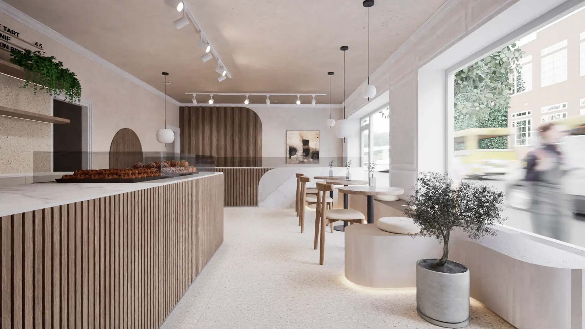 Seating by the windows with daylight