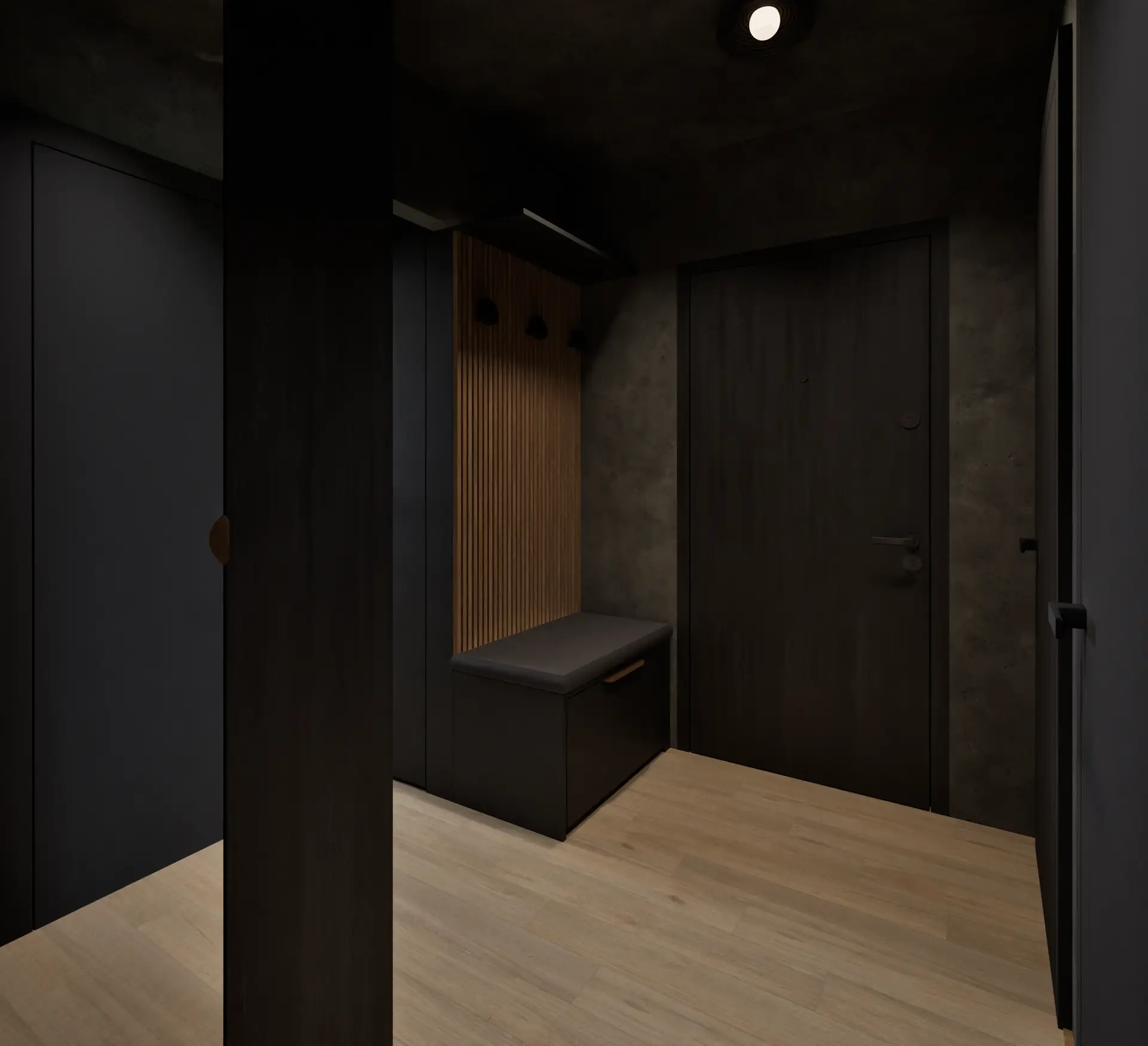 Detail of the storage wall and shelving