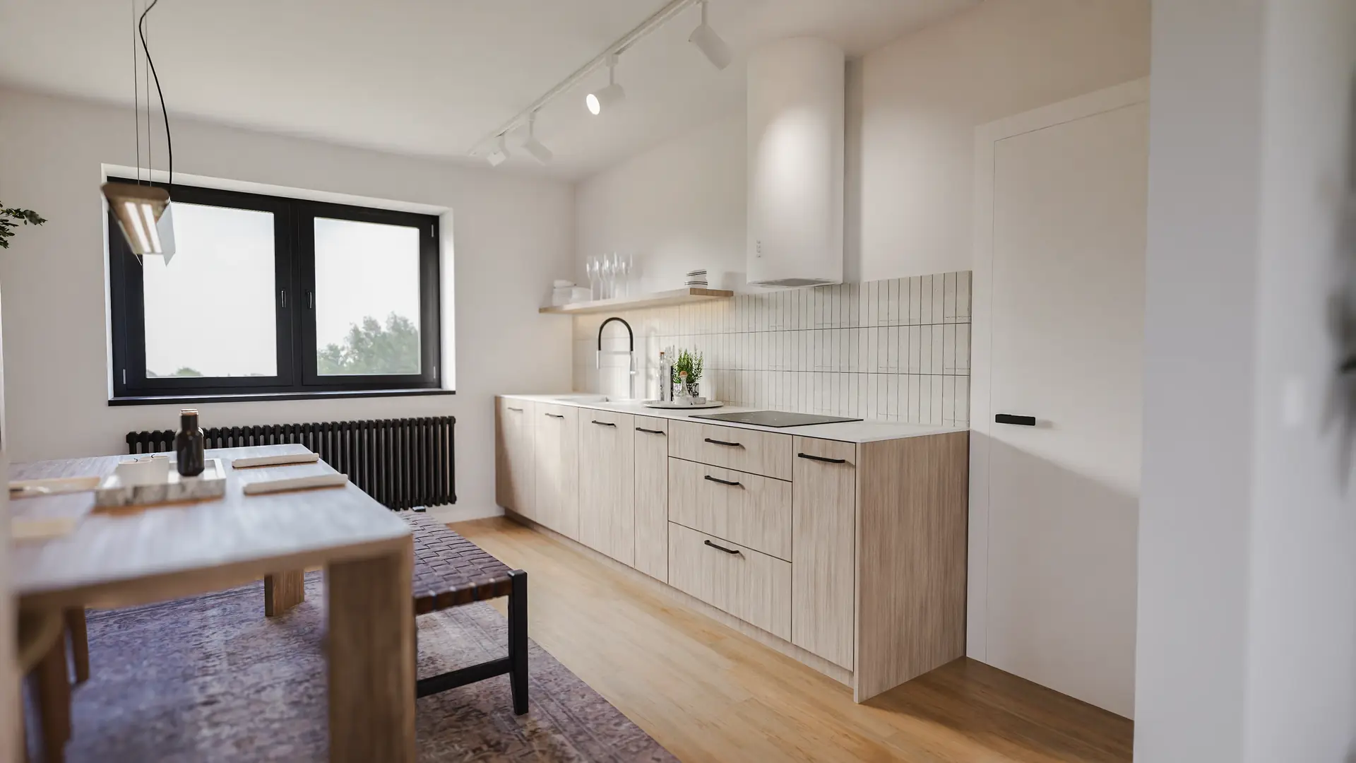 Bright kitchen with a dining table