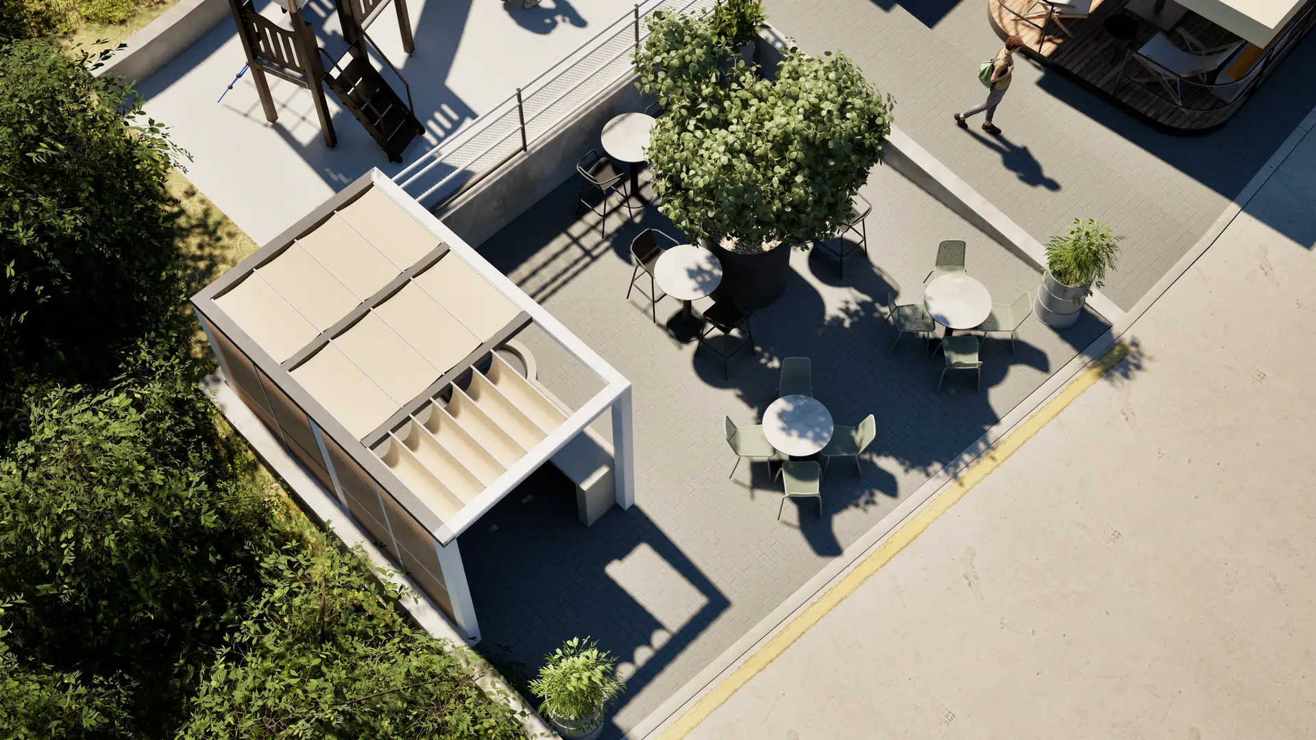 Seating by the shopping centre