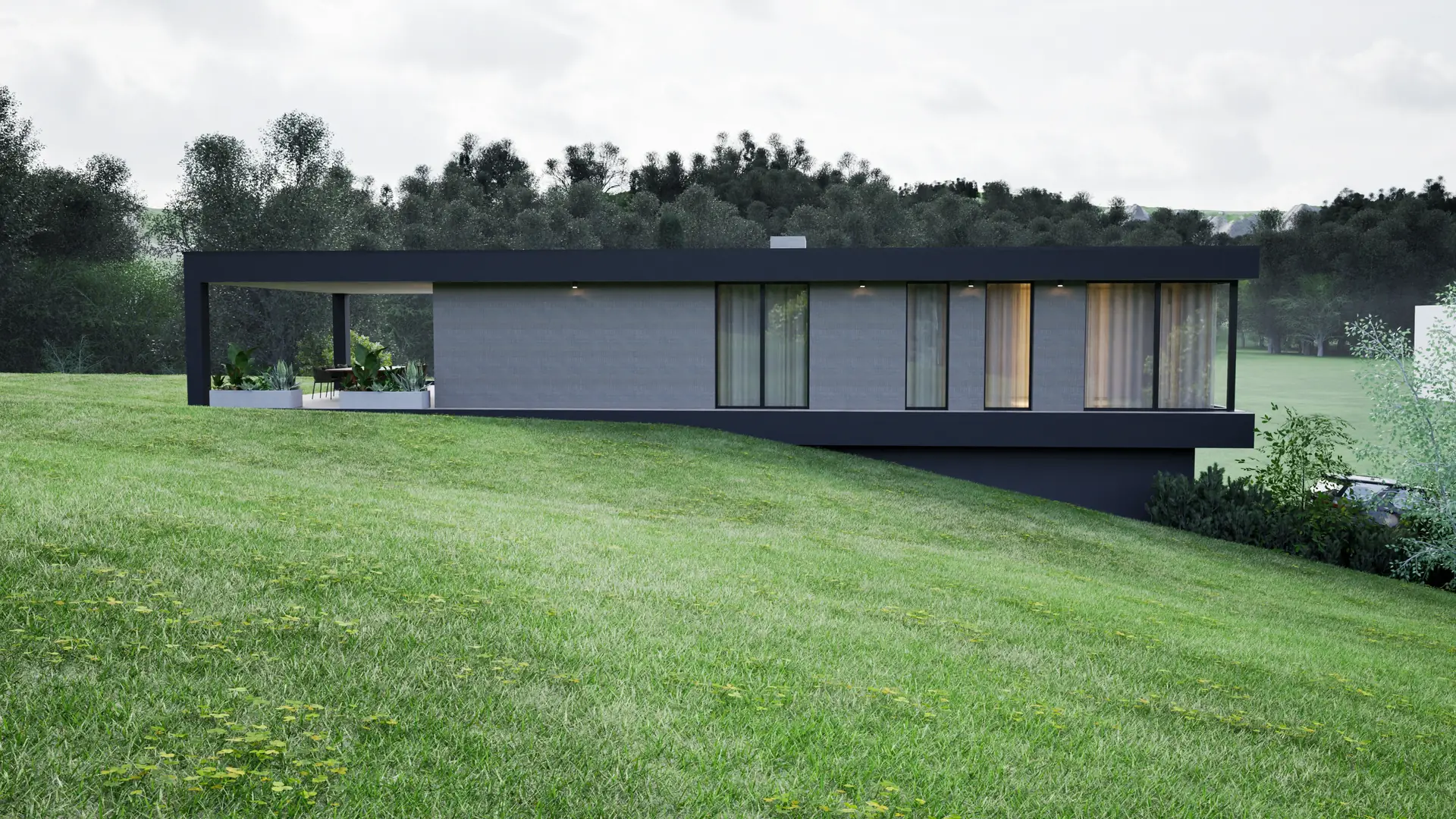 The house in the landscape with a view