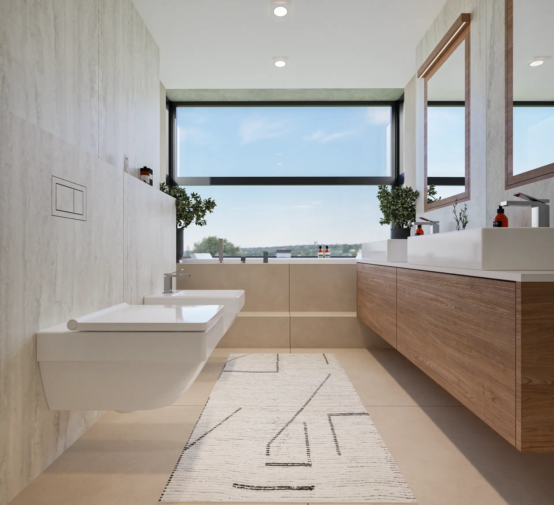 Twin basins on a timber counter